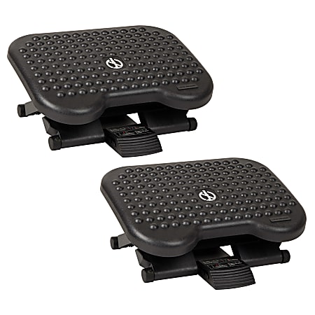 Mind Reader Adjustable Ergonomic Under Desk Foot Rest, Plastic, 6-1/4"H x 13"W x 17"D, Black, Set of 2 Footrests