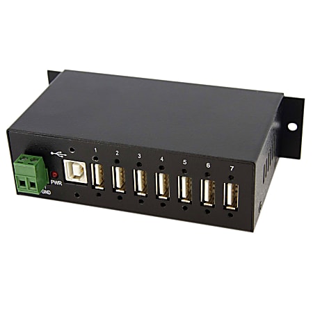 StarTech.com Mountable Rugged Industrial 7 Port USB 2.0 Hub - Add 7 external, wall/DIN rail mountable USB 2.0 ports from a single USB connection