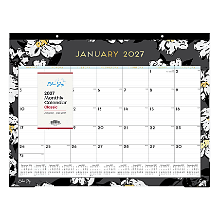 2027 Blue Sky Baccara Dark Monthly Desk Pad Planning Calendar, 22x17, 0%, Baccara Dark, Jan–Dec, RY27
