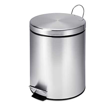 Honey-Can-Do Steel Step Trash Can, Round, 1.3 Gallons,