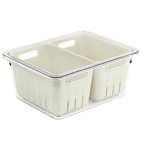 Martha Stewart 4-Piece Mini Basket Fresh Keeper Container Set, Beige