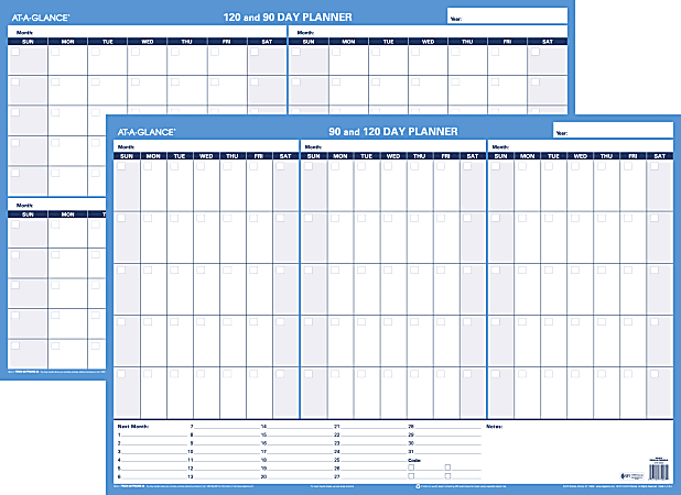 AT-A-GLANCE® 30% Recycled Undated Erasable/Reversible Wall Planner, 90/120 Day, 36" x 24", Black/Blue, PM-239-28