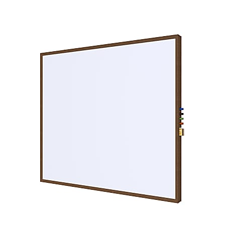 Ghent Impression Non-Magnetic Dry-Erase Whiteboard, Porcelain, 47-3/4” x 47-3/4”, White, Walnut Wood Frame