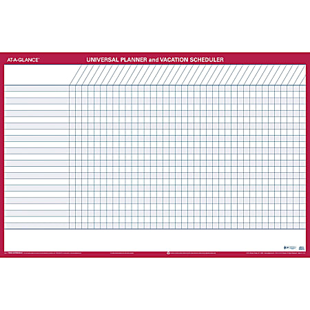 At-A-Glance Wall Planner w/Marker Reversible Erasable 36"x24" Red/Blue PM25028 