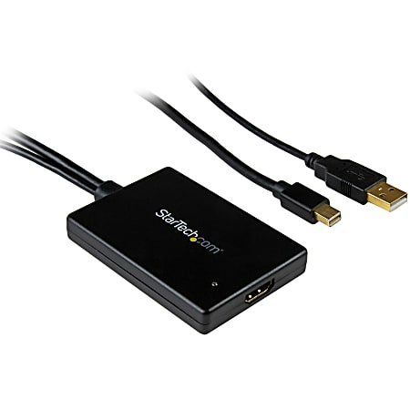 StarTech.com Mini DisplayPort to HDMI Adapter with USB Audio - Mini DP to HDMI (MDP2HDMIUSBA) - Video converter - DisplayPort - HDMI - black
