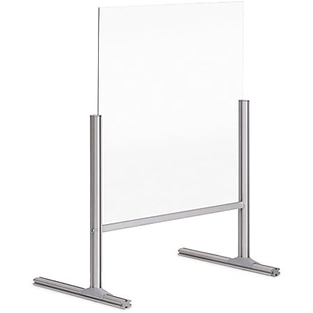 Bi-silque Glass Countertop Barrier w/ Passthrough - 39.4" Width x 16.7" Depth x 33.5" Height - 1 Each - Aluminum - Glass, Aluminum