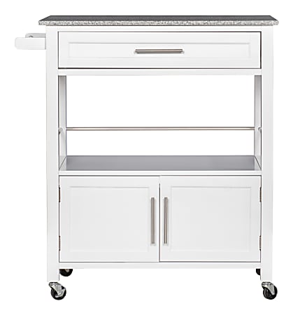 Linon Glen Granite Top Kitchen Cart White - Office Depot