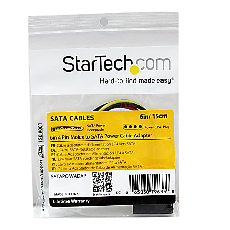Startech Star Tech.com Dual SATA to LP4 Power Doubler Cable Adapter, SATA  to 4 Pin LP4 Internal PC Peripheral Power Supply Connector, 9  Amps/108WDu DSATPMOLP4 - Corporate Armor