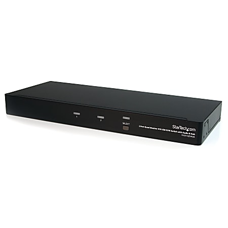 StarTech.com 2 Port Quad Monitor Dual-Link DVI USB KVM Switch with Audio & Hub - Switch between two Computers sharing four DVI displays, speakers & mic, USB Keyboard & Mouse, and USB 2.0 peripheral - multiple monitor kvm - 4 monitor kvm - quad monitor kvm