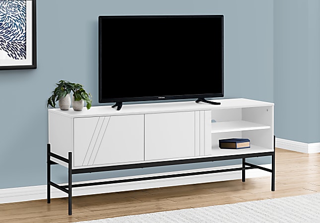 Monarch Specialties Sonny TV Stand For 58" TVs, 23-3/4”H x 59”W x 15-1/2”D, White