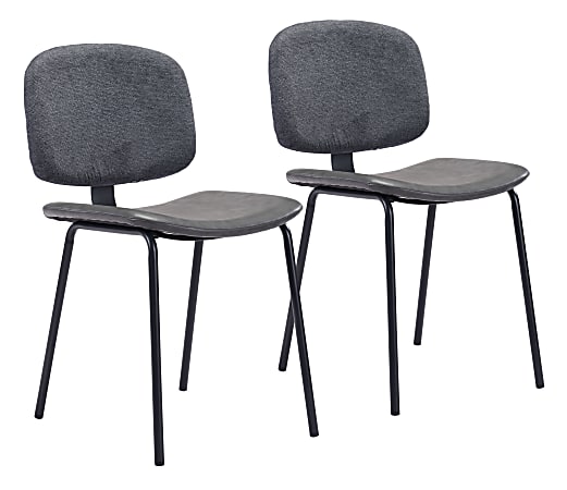 Zuo Modern Worcester Dining Chairs, Gray/Black, Set Of 2 Chairs