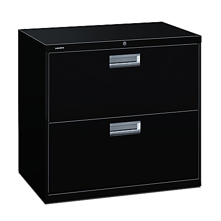 HON® Brigade® 600 30"W Lateral 2-Drawer File Cabinet, Metal, Black