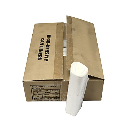 Island Plastic Bags High-Density Trash Liners, 10 Gallons, 6 Mil, Natural, Case Of 1,000 Liners