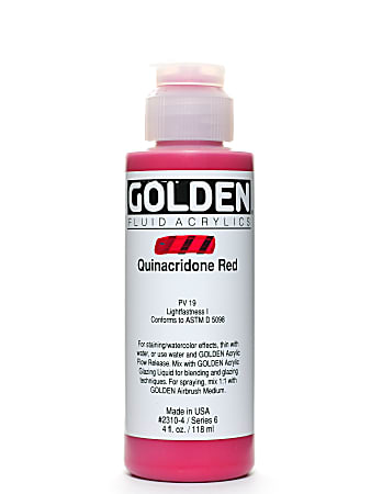Golden Fluid Acrylic Paint, 4 Oz, Quinacridone Red