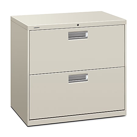 HON® 600 30"W x 19-1/4"D Lateral 2-Drawer File Cabinet With Lock, Light Gray