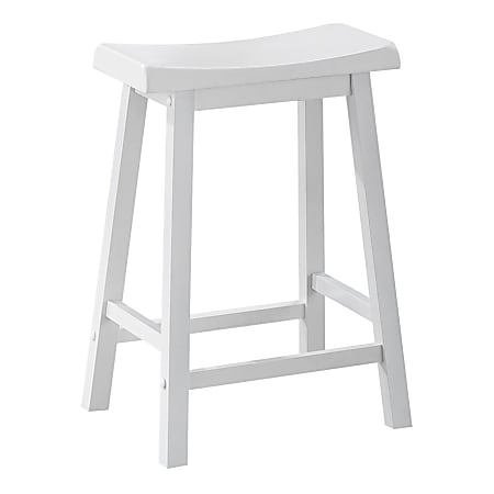 Monarch Specialties Saddle Seat Bar Stools, White, Pack Of 2 Stools