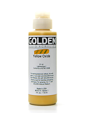 Golden Fluid Acrylic Paint, 4 Oz, Yellow Oxide