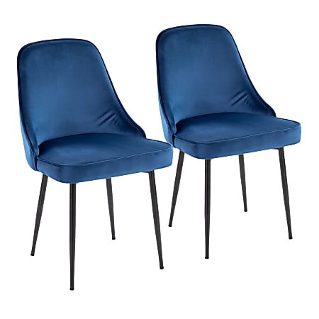 LumiSource Marcel Contemporary Dining Chairs, Black/Navy Blue, Set Of 2 Chairs