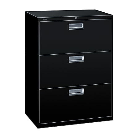 HON® Brigade® 600 30"W x 18"D Lateral 3-Drawer File Cabinet, Black