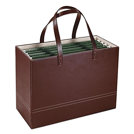 Office Depot® Brand Faux Leather File Basket, Dark Brown