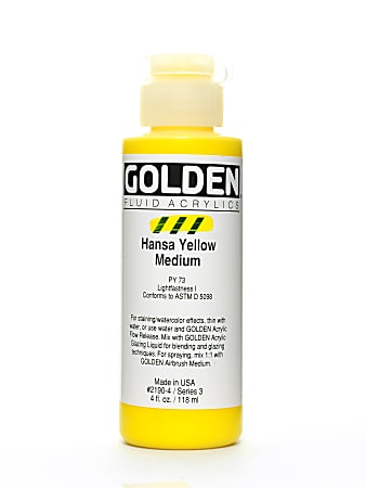 Golden Fluid Acrylic Paint, 4 Oz, Hansa Yellow Medium