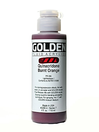 Golden Fluid Acrylic Paint, 4 Oz, Quinacridone Burnt Orange