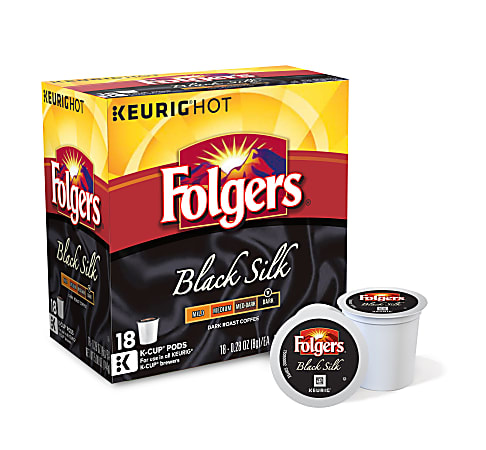 Folgers Gourmet Selections® Black Silk K-Cup® Pods, 0.4 Oz, Pack Of 18