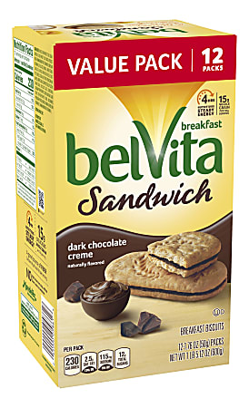 BELVITA Breakfast Biscuit Sandwich Dark Chocolate Creme, 12 Count, 3 Pack