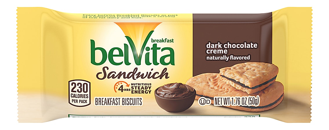 Belvita Breakfast Biscuit Sandwich Dark Chocolate Creme 12 Count 3 Pack Office Depot