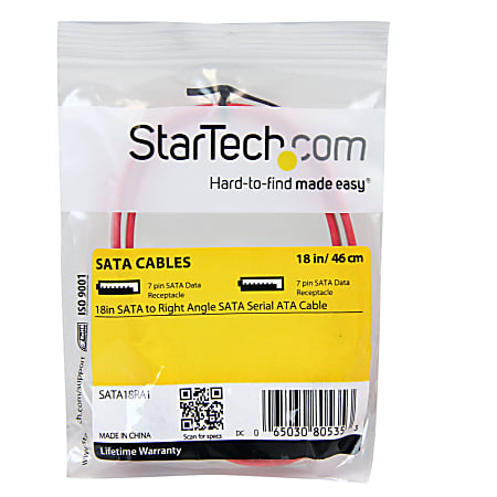 StarTech SATA18RSA1 18in SATA to Right Side Angle SATA Serial ATA Cable 