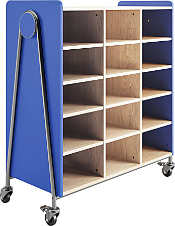 Safco® Whiffle Triple-Column 15-Shelf Rolling Storage Cart, 48"H x 43-1/4"W x 19-3/4"D, Spectrum Blue