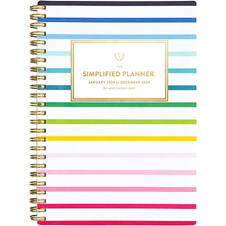 2024 Simplified by Emily Ley for AT-A-GLANCE® Weekly/Monthly Planner, 5-1/2" x 8-1/2", Happy Stripe, January to December 2024 , EL16-200