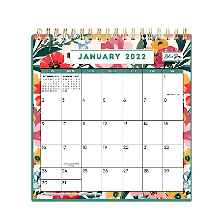 Blue sky monthly desk calendar 6 h x 6 w monroe light january to december  2022 136578 - office depot