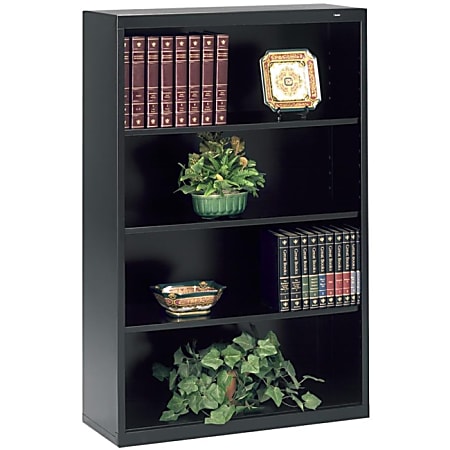 Tennsco Welded Bookcase - 34.5" x 13.5" x 52" - 4 x Shelf(ves) - 480 lb Load Capacity - Black - Steel - Recycled
