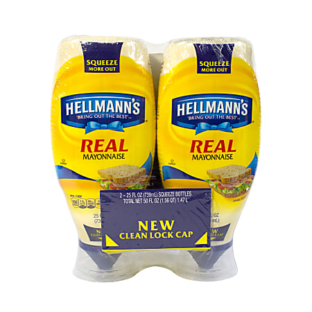 Hellmann&#x27;s Real Mayonnaise, 25 Oz Bottle, Pack Of
