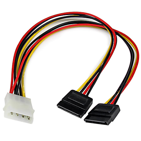 StarTech.com 12in LP4 to 2x SATA Power Y Cable Adapter - Power two SATA drives from a single LP4 power supply connector. - sata power splitter - molex to 2x sata - 12in sata power y cable - molex to dual sata - 12in sata power cable