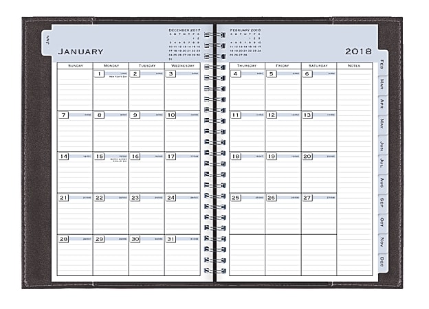 Blue Sky™ Passages Weekly/Monthly Padded Planner, 5" x 8", 50% Recycled, Black, January to December 2018 (101505)
