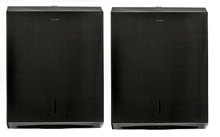 Alpine Industries Stainless Steel Brushed C-Fold/Multi-Fold Paper Towel Dispensers, Nickel, Pack Of 2 Dispensers