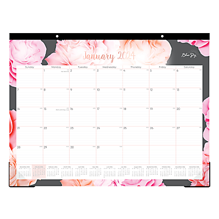 2024 Blue Sky™ Joselyn Monthly Desk Pad Calendar, 22" x 17", January to December 2024, 102714