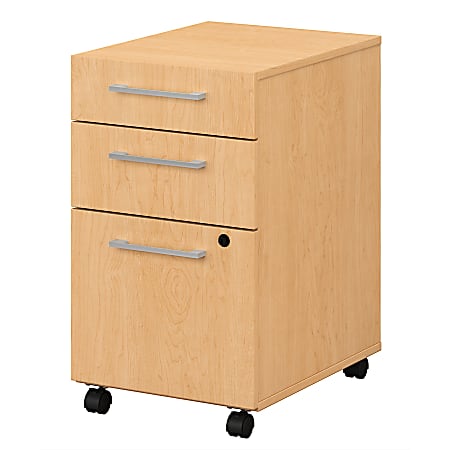 Bush Business Furniture 400 20-1/6"D Vertical 3-Drawer Mobile File Cabinet, Natural Maple, Standard Delivery