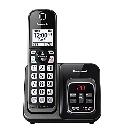 Panasonic® DECT 6.0 Cordless Telephone With Answering Machine, 1 Handset, KX-TGD530M