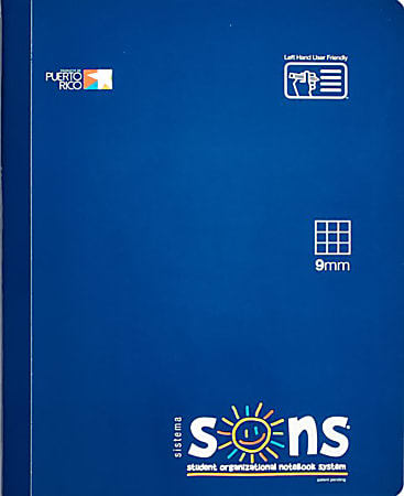 SONS System Quad Grid Notebooks, 9-3/4" x 7-1/2", 1 Subject, Quadrille Rule, 9mm, 200 Sheets, Blue