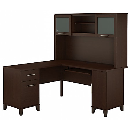 Bush Furniture Somerset 60"W L-Shaped Desk With Hutch, Mocha Cherry, Standard Delivery