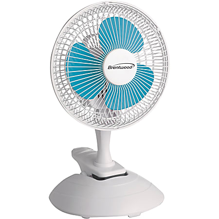 Brentwood Kool Zone F-621W 6" Convertible Clip Desk Fan - 152.4 mm Diameter - 2 Speed - Pivoting Head, Carrying Handle, Quiet, Clip-on, Oscillating, Adjustable Tilt Head, Safety Grill - White