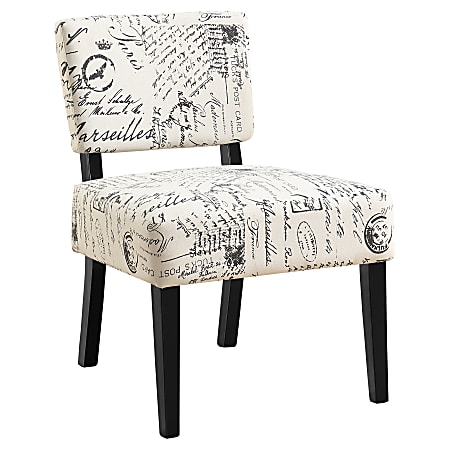 Monarch Specialties Armless Accent Slipper Chair, Off-White/Black
