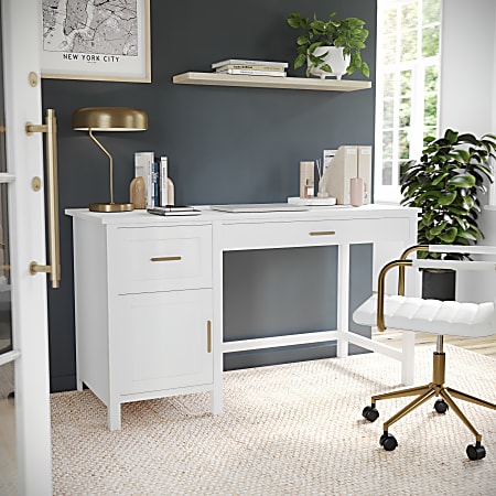 Home office computer shop desk with drawers