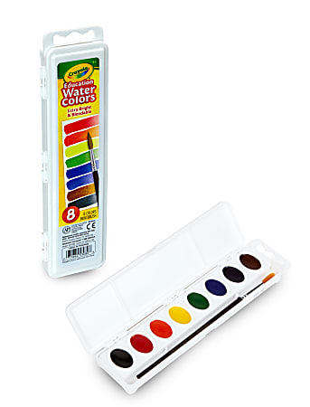 Crayola® Watercolor Set With Brush, Oval Pan, Set Of 8 Colors