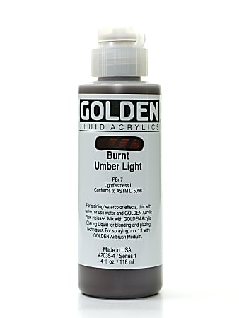 Golden Fluid Acrylic Paint, 4 Oz, Burnt Umber Light