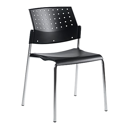 Global® Sonic™ Armless Stacking Chairs, 32"H x 20 1/2"W x 21 3/4"D, Black, Set Of 2