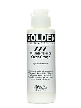 Golden Fluid Acrylic Paint, 4 Oz, Interference Green-Orange (CT)